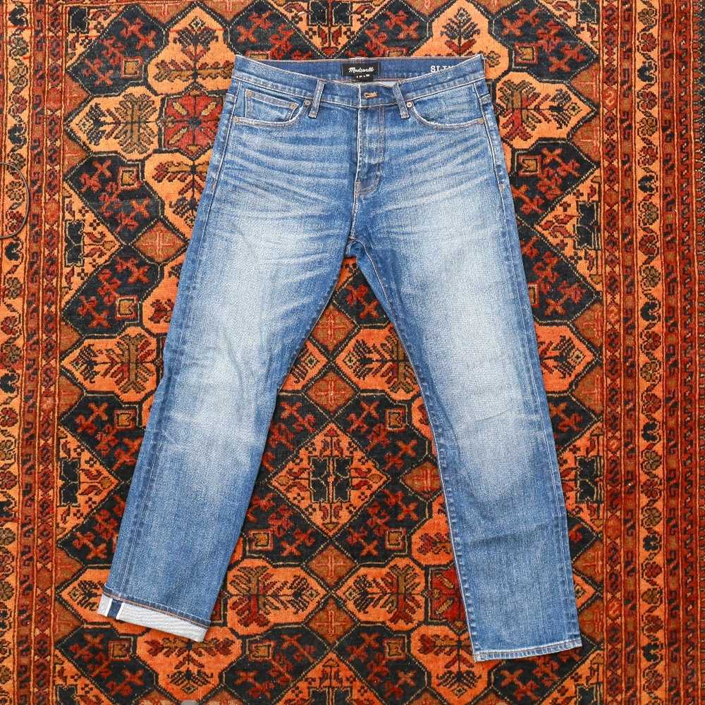 Madewell men's faded stretch selvedge slim jeans denim 31x30